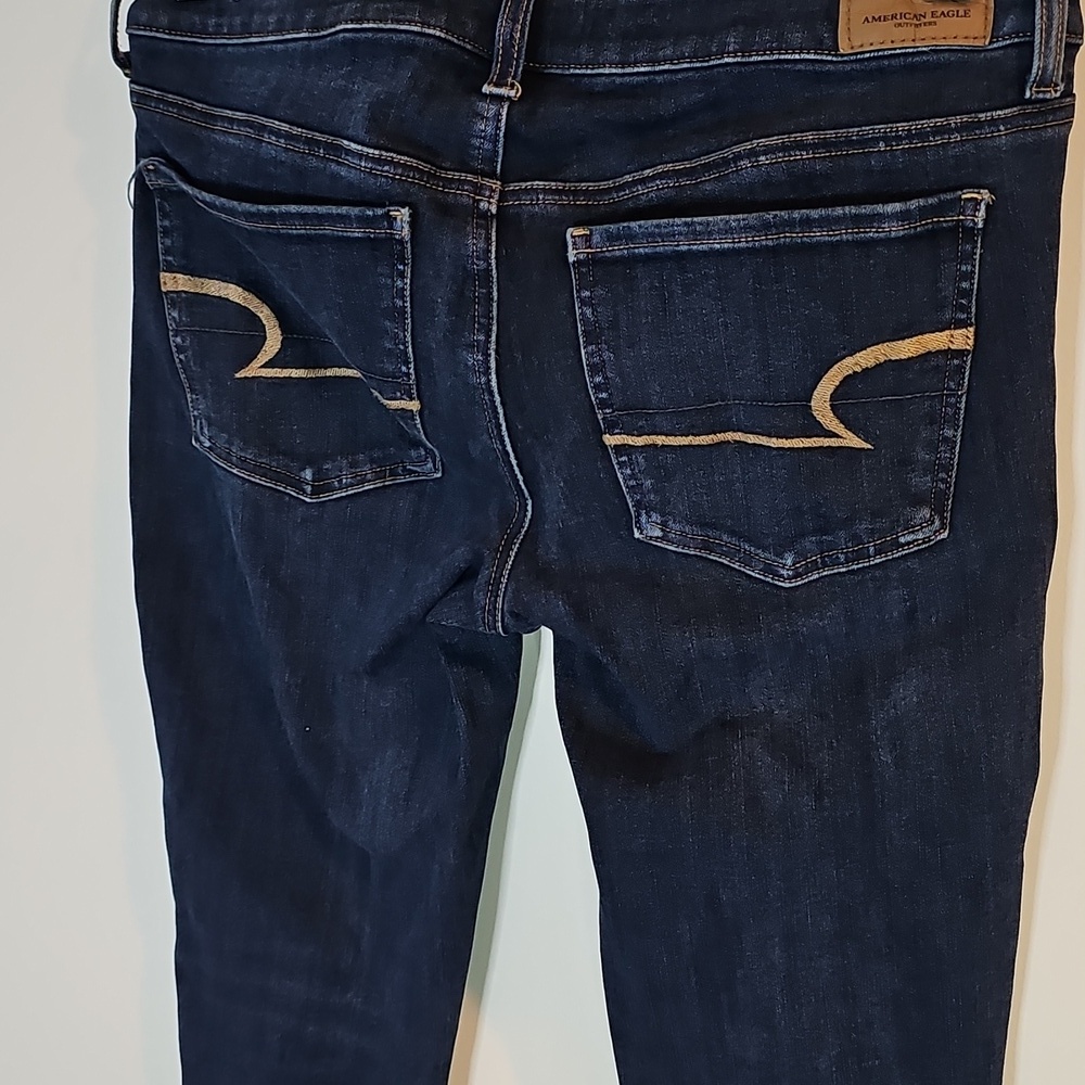 American Eagle Size 6 Super Stretch X Dark Blue Skinny Jeggings - Picture 4 of 8